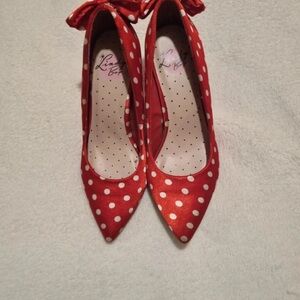 Lindy Bop Red and White Polka Dot Heels
